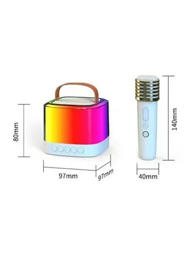 1800mAh Portable Karaoke Bluetooth-compatible Speaker Colorful Light Loudspeaker with 2 Microphones T7