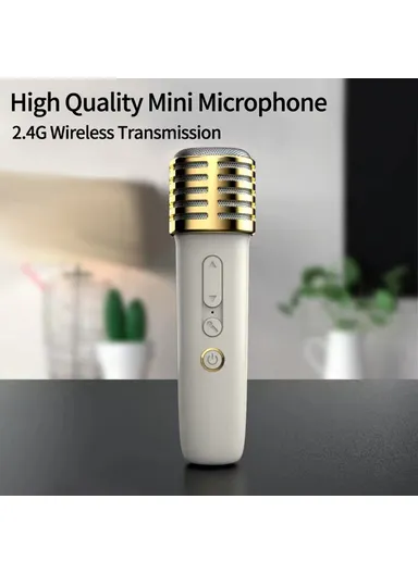 1800mAh Portable Karaoke Bluetooth-compatible Speaker Colorful Light Loudspeaker with 2 Microphones T7