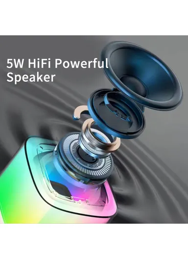 1800mAh Portable Karaoke Bluetooth-compatible Speaker Colorful Light Loudspeaker with 2 Microphones T7