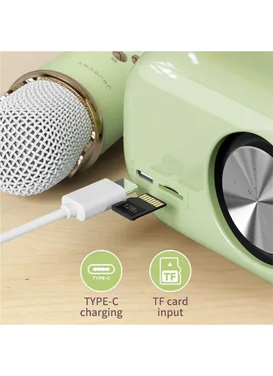 Plus Home Karaoke Wireless Bluetooth-compatible Speaker Support TF Card, with Microphone C20 - Grass Green