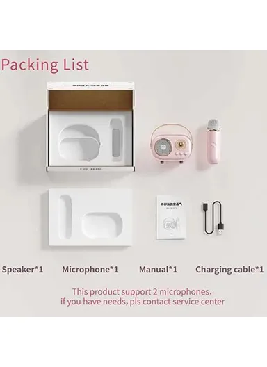 Plus Home Karaoke Wireless Bluetooth-compatible Speaker Support TF Card, with Microphone C20 - White