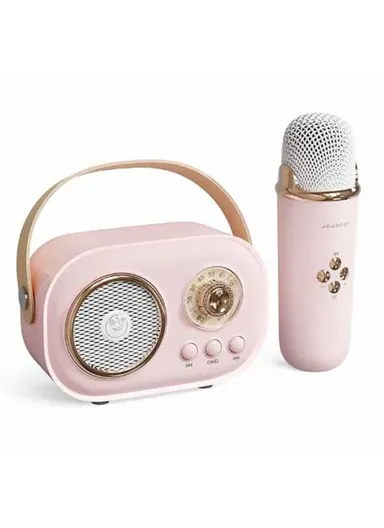 Plus Home Karaoke Wireless Bluetooth-compatible Speaker Support TF Card, with Microphone C20 - Pink