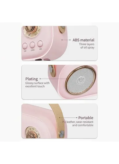 Plus Home Karaoke Wireless Bluetooth-compatible Speaker Support TF Card, with Microphone C20 - Pink