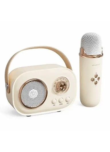 Plus Home Karaoke Wireless Bluetooth-compatible Speaker Support TF Card, with Microphone C20 - Beige