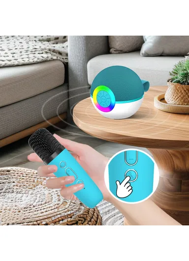 T97 Children Karaoke Machine Bluetooth-compatible Speaker Subwoofer with 1 Microphone - Green