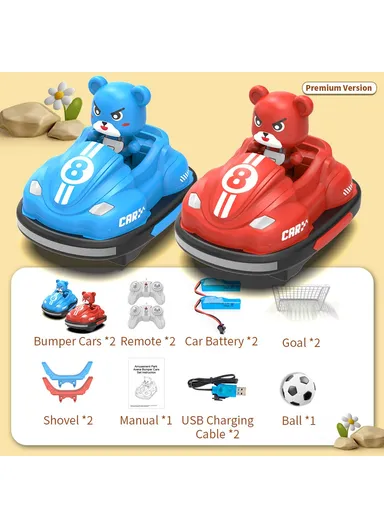 Double Player Bumper Car Remote Control Battle Bump Vehicles with Football Kit Q195 (L15 x W11.5 x H11.5)cm