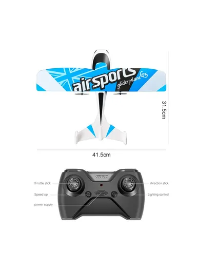 1000mAh RC Glider Plane Large Smart Gyro Aircraft EPP Foam Airplane Toy with LED Light for Kids &amp; Beginners G3