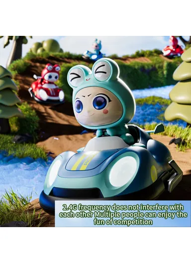 500mAh Remote Control Bumper Car with Light and Music Pop-Up Doll Children Battle Toy Y7 - Blue