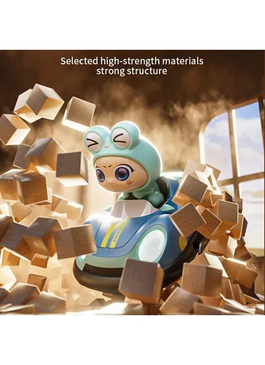 500mAh Remote Control Bumper Car with Light and Music Pop-Up Doll Children Battle Toy Y7 - Blue