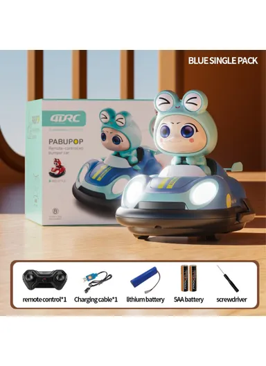 500mAh Remote Control Bumper Car with Light and Music Pop-Up Doll Children Battle Toy Y7 - Blue