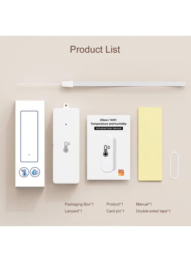 Zigbee Smart Home Temperature Humidity Detector Indoor Wireless Sensor WSD022 - White