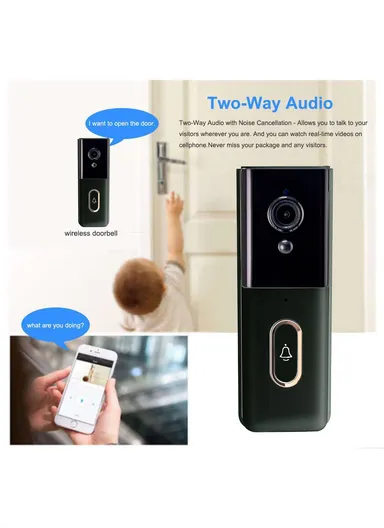 Tuya WiFi Wireless Smart Video Doorbell Infrared Night Vision HD Display Doorbell T204 - White