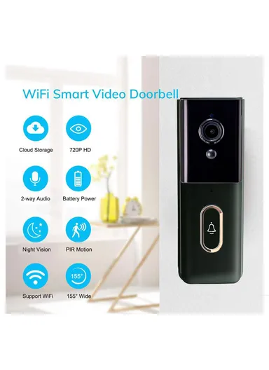 Tuya WiFi Wireless Smart Video Doorbell Infrared Night Vision HD Display Doorbell T204 - White