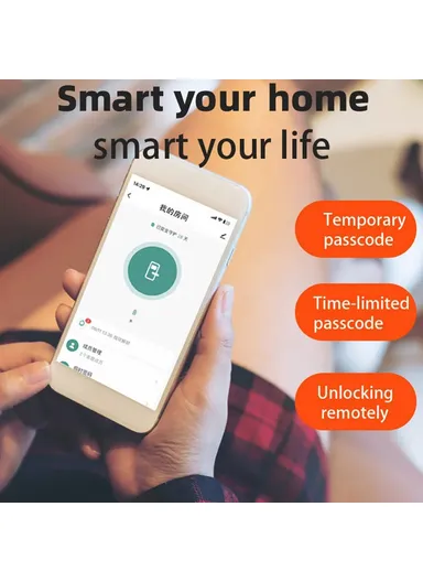 Fingerprint Smart Door Lock WiFi, Dynamic Passwords, NFC Electronic Lock A1 - Black