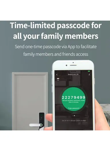 Fingerprint Smart Door Lock WiFi, Dynamic Passwords, NFC Electronic Lock A1 - Black