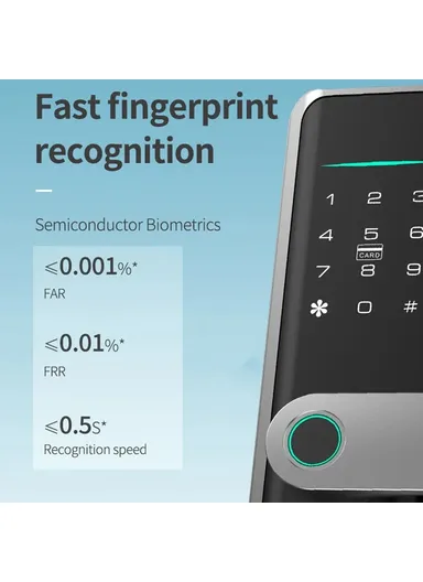 Fingerprint Smart Door Lock WiFi, Dynamic Passwords, NFC Electronic Lock A1 - Black