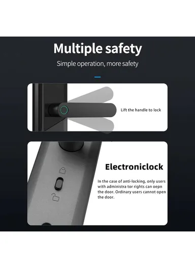 Fingerprint Smart Door Lock WiFi, Dynamic Passwords, NFC Electronic Lock A1 - Black