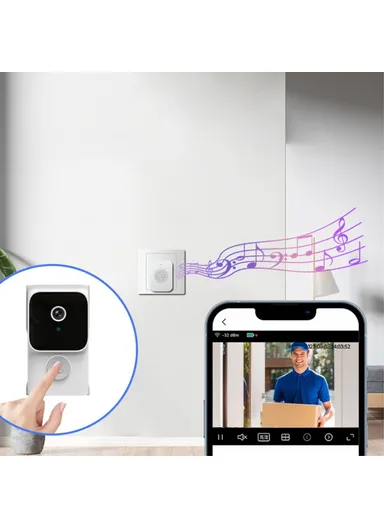 Smart Video Doorbell with Remote Voice Chat HD Night Vision Infrared Camera Y8 (APP: Tuya) - Black