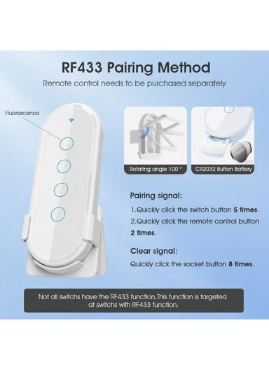 1-Gang WiFi+433 Dual Mode Touch Smart Switch Tuya APP Voice Control Wall Light Switch, EU Plug MG-KG110 - White