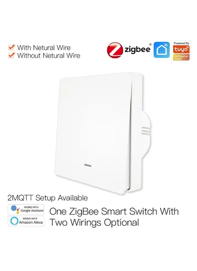 1-Gang  ZigBee Smart Button Switch EU Version Voice Control Wall Remote Control for Amazon Alexa Google Home - White