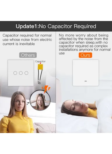 1-Gang  ZigBee Smart Button Switch EU Version Voice Control Wall Remote Control for Amazon Alexa Google Home - White