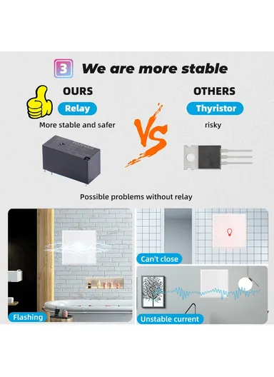  2-Gang WiFi &amp; 433MHz Touch Wall Switch, Tuya/Smart Life App Control, Works with Alexa &amp; Google Home, Neutral/Single Fire Compatible, Glass Panel Design - Black