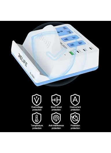 72W Smart Desktop Socket with 15W Wireless Charging, 45W PD Fast Charging &amp; 1000W Power Output for Phones, Tablets &amp; Laptops