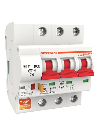 Smart WiFi Circuit Breaker, 10A–80A 3P Remote-Controlled Intelligent Switch with 6kA Short-Circuit Protection &amp; 6kV Surge Withstand for Smart Home Automation - 63A