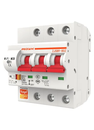 Smart WiFi Circuit Breaker, 10A–80A 3P Remote-Controlled Intelligent Switch with 6kA Short-Circuit Protection &amp; 6kV Surge Withstand for Smart Home Automation - 63A