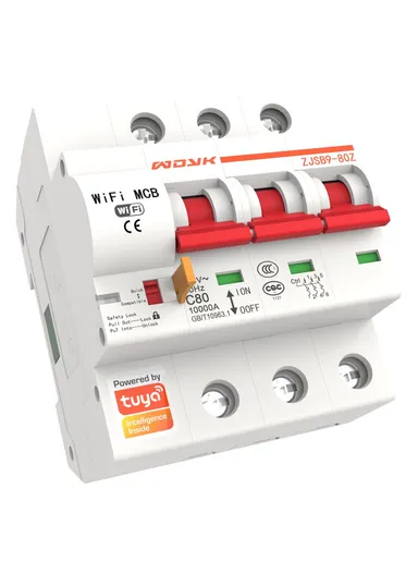 Smart WiFi Circuit Breaker, 10A–80A 3P Remote-Controlled Intelligent Switch with 6kA Short-Circuit Protection &amp; 6kV Surge Withstand for Smart Home Automation - 63A