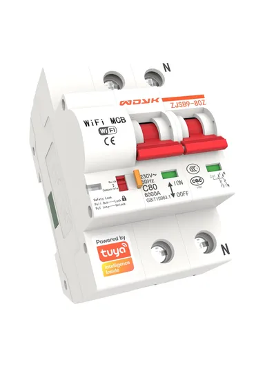 Smart WiFi Circuit Breaker, 10A–80A 2P Remote-Controlled Intelligent Switch with 6kA Short-Circuit Protection &amp; 6kV Surge Withstand for Smart Home Automation - 32A