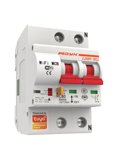 Smart WiFi Circuit Breaker, 10A–80A 2P Remote-Controlled Intelligent Switch with 6kA Short-Circuit Protection &amp; 6kV Surge Withstand for Smart Home Automation - 32A