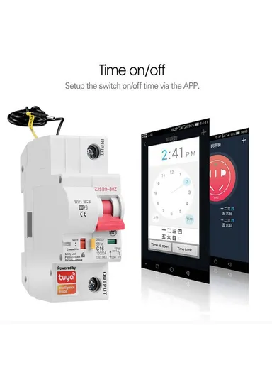 Smart WiFi Circuit Breaker, 10A–80A 1P Remote-Controlled Intelligent Switch with 6kA Short-Circuit Protection &amp; 6kV Surge Withstand for Smart Home Automation - 25A