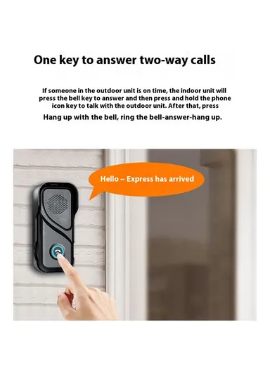 23 Ringtones 5 Volumes Adjustable Wireless Two Way Intercom Doorbell with 1 Transmitter + 1 Receiver M06-1T1 - White