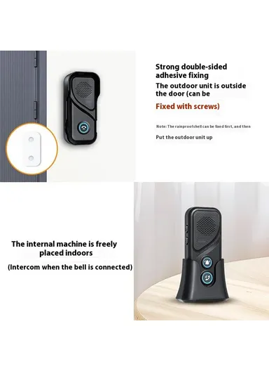 23 Ringtones 5 Volumes Adjustable Wireless Two Way Intercom Doorbell with 1 Transmitter + 1 Receiver M06-1T1 - White