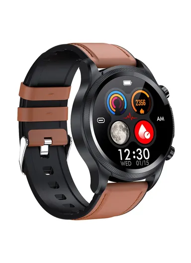 1.39-Inch Smart Watch IP68 Waterproof Sports Bracelet ECG+PPG Health Watch with Body Temperature &amp; Blood Oxygen Monitoring E400 - Brown
