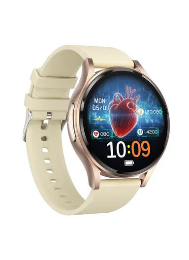 1.43-Inch AMOLED Screen Smart Watch ECG Heart Rate Monitor Bluetooth-compatible Calling Wristwatch GE30 - Beige