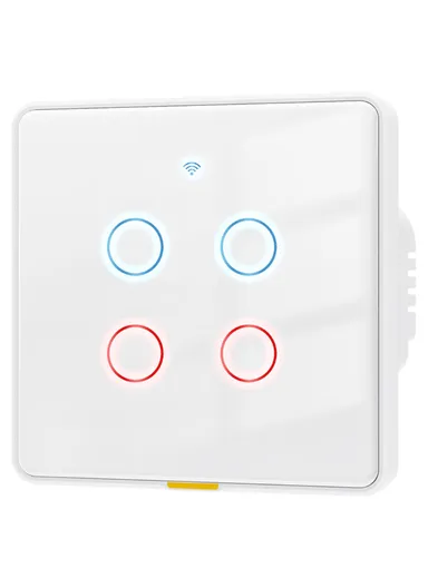 4-Gang WiFi+433 Dual Mode Touch Smart Switch Tuya APP Voice Control Wall Light Switch, EU Plug MG-KG110 - White