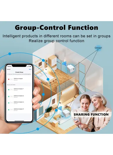 Smart USB Adapter Portable WiFi, Bluetooth-compatible Dual Mode Smart Adapter Support APP Control CZ068-W 