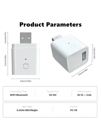Smart USB Adapter Portable WiFi, Bluetooth-compatible Dual Mode Smart Adapter Support APP Control CZ068-W 