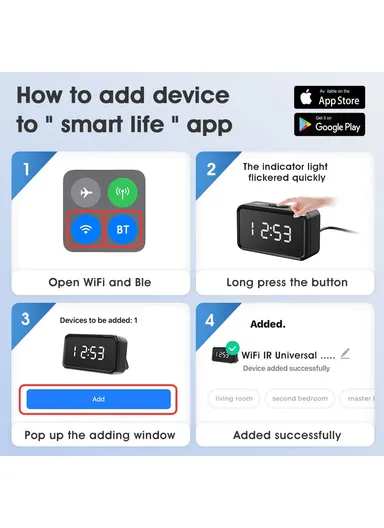 Smart Home Universal Remote Control WiFi, Bluetooth-compatible Infrared Remote Controller with Time Display MG-YKQ100 