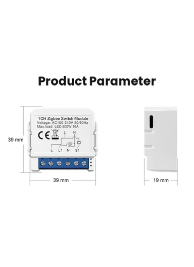 1 Gang Zigbee 2-Way Switch Module Tuya Mini Remote Control Smart Circuit Breaker ZWSM16 - 1 Channel