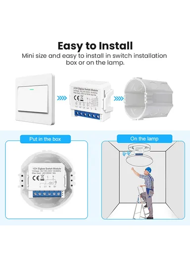 1 Gang Zigbee 2-Way Switch Module Tuya Mini Remote Control Smart Circuit Breaker ZWSM16 - 1 Channel