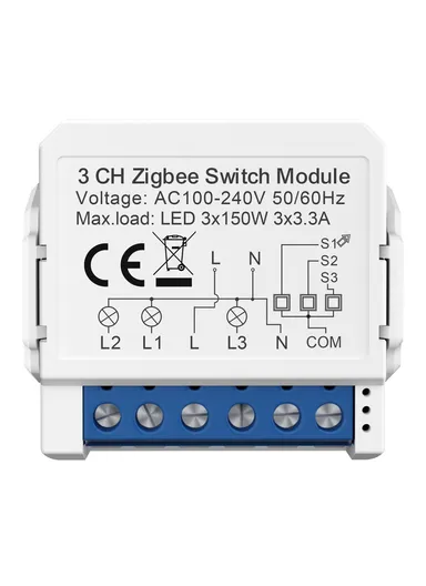 3 Gang Zigbee 2-Way Switch Module Tuya Mini Remote Control Smart Circuit Breaker ZWSM16 - 3 Channels
