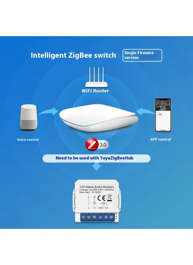 1 Gang Zigbee 3.0 Smart Circuit Breaker Tuya Switch Module Single Live Wire Control LZWSM16 - 1 Channel