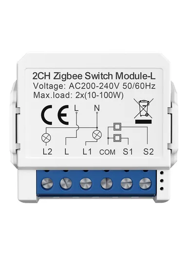 2 Gang Zigbee 3.0 Smart Circuit Breaker Tuya Switch Module Single Live Wire Control LZWSM16 - 2 Channel