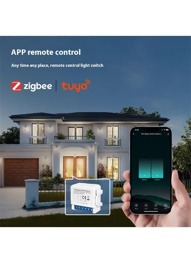 2 Gang Zigbee 3.0 Smart Circuit Breaker Tuya Switch Module Single Live Wire Control LZWSM16 - 2 Channel