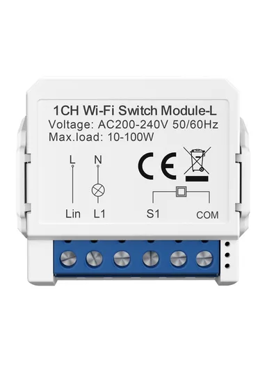 1 Gang Smart WiFi Switch Module Tuya Single Live Wire Mini Voice Activation Intelligent Control LWSM16 - 1 Channel