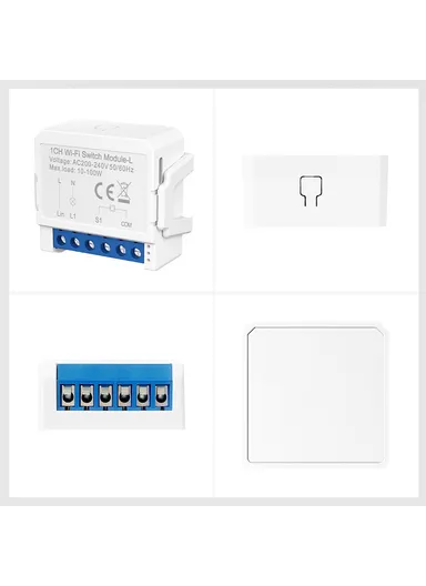1 Gang Smart WiFi Switch Module Tuya Single Live Wire Mini Voice Activation Intelligent Control LWSM16 - 1 Channel