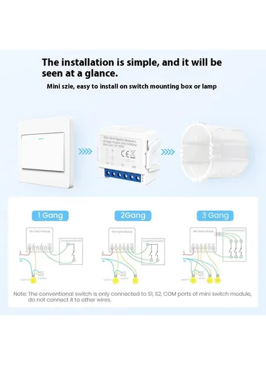 1 Gang Smart WiFi Switch Module Tuya Single Live Wire Mini Voice Activation Intelligent Control LWSM16 - 1 Channel
